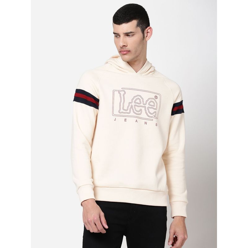 Lee Men Cream Graphic Hoodie (L)