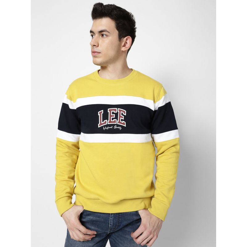 Lee Men Yellow Colorblock Sweatshirt (2XL)