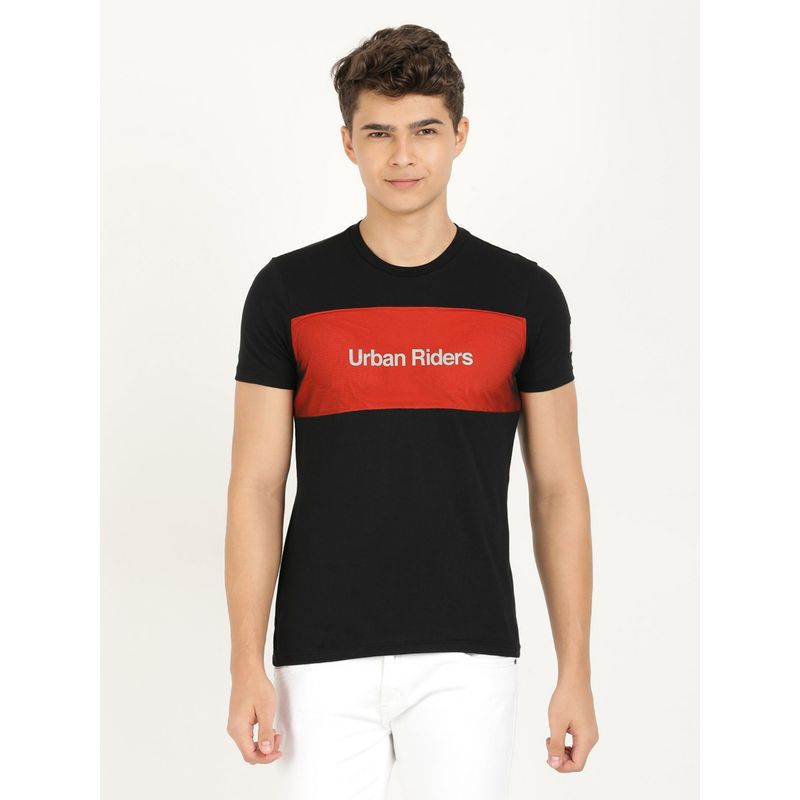 Lee Men Printed Black T-Shirt (Regular) (S)