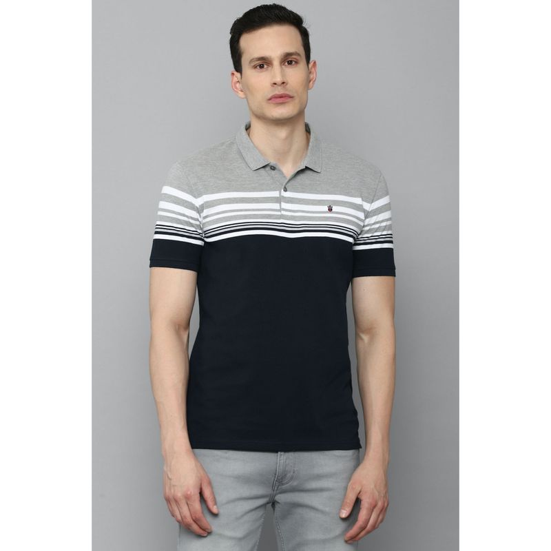 Louis Philippe Sport Men's Color block Polo Tshirt with Stripes (M)