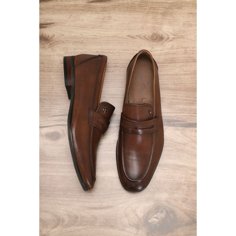 Louis Philippe Solid Brown Formal Slip Ons (UK 7)