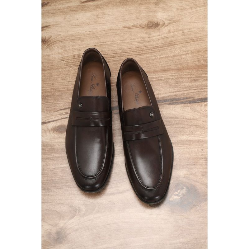 Louis Philippe Solid Brown Formal Slip Ons (UK 8)