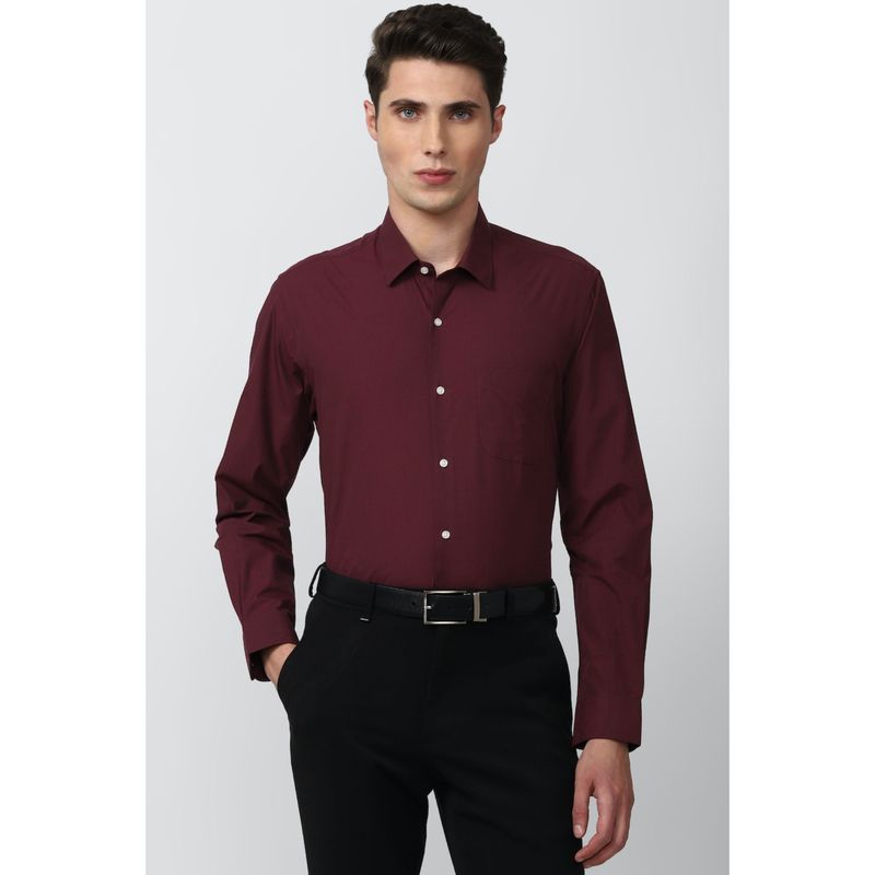 Peter England Men Maroon Regular Fit Formal Shirt (40)