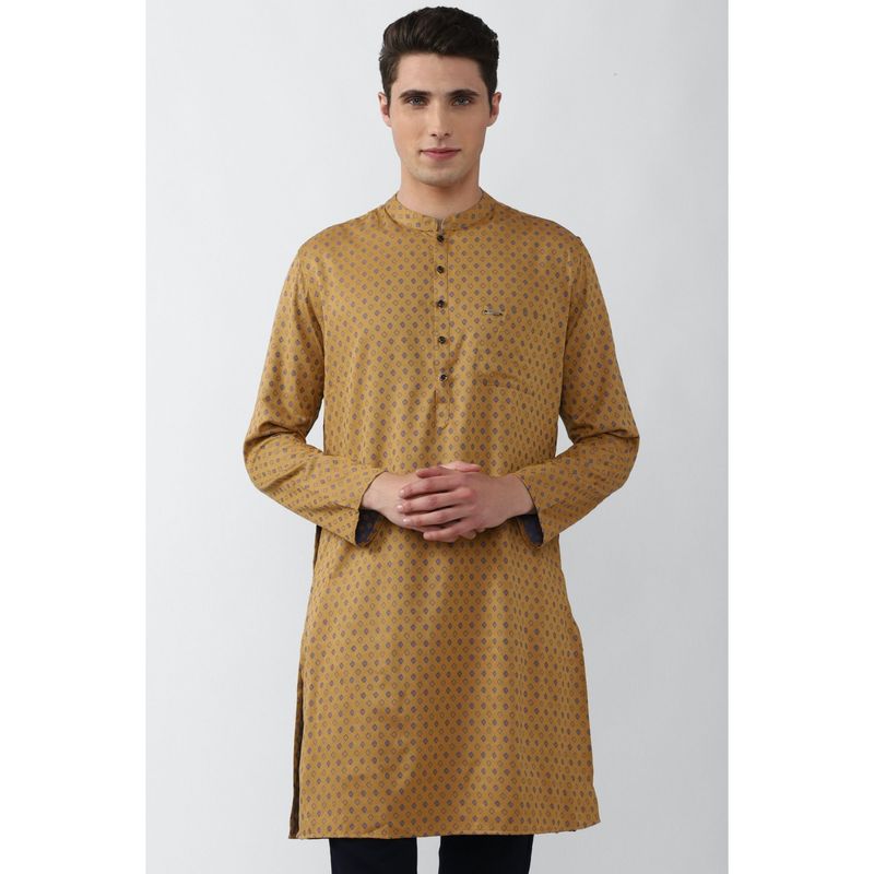 Peter England Men Brown Print Casual Kurta (38)
