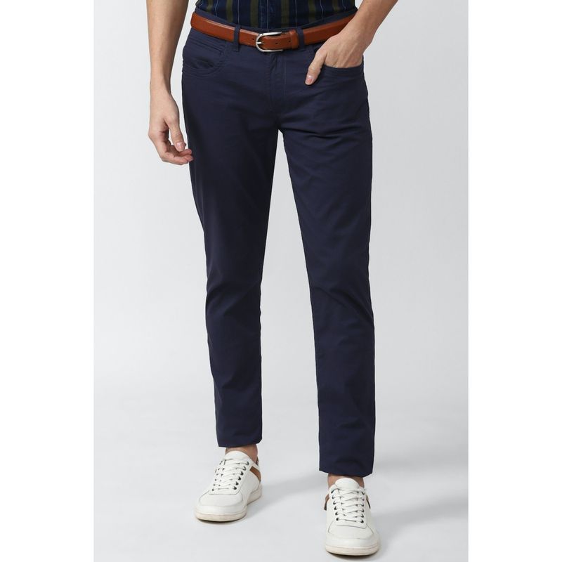Peter England Men Navy Solid Low Skinny Fit Casual Trousers (30)