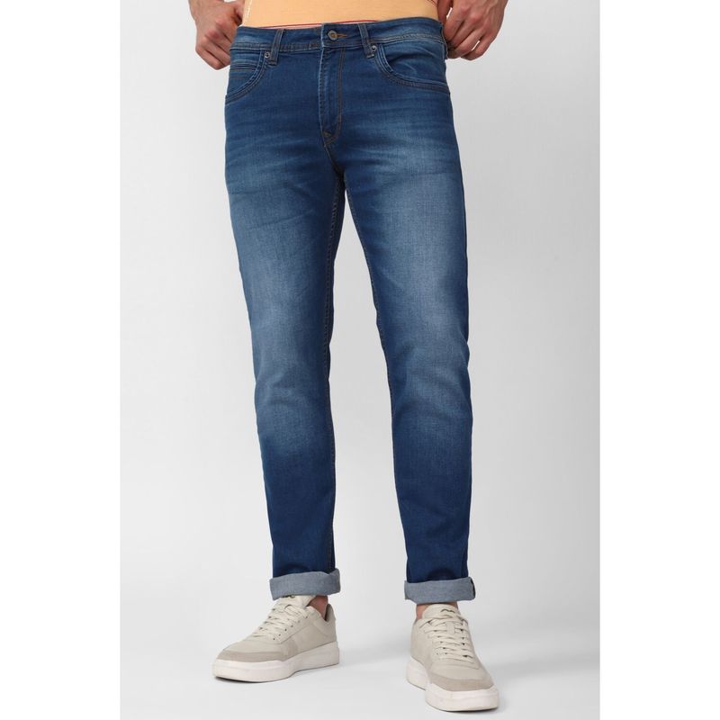 Peter England Men Blue Mid Wash Classic Tapered Jeans (32)
