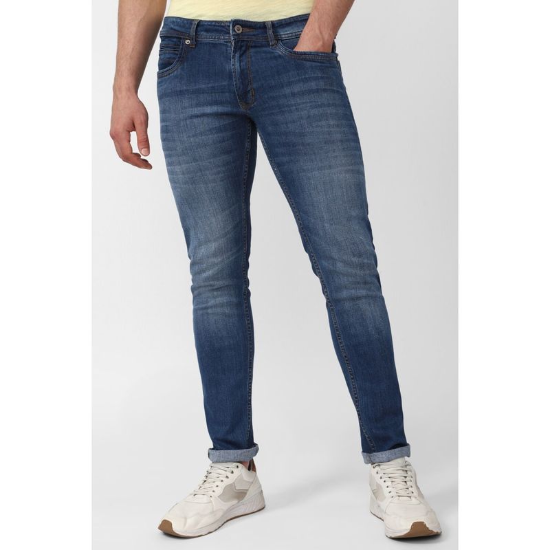 Peter England Men Blue Mid Wash Low Skinny Fit Jeans (36)