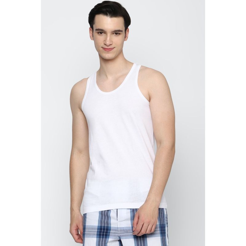 Peter England Men White Solid Vest (L)