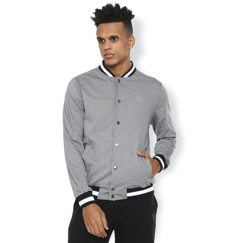 Peter England Men Grey Solid Casual Jacket (XL)