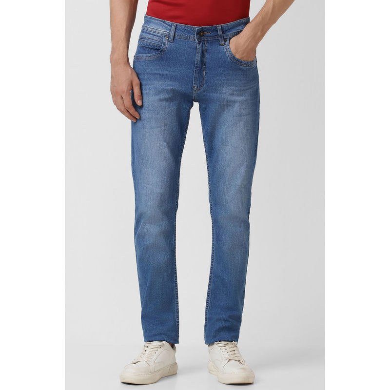 Peter England Men Blue Mid Wash Classic Straight Jeans (38)