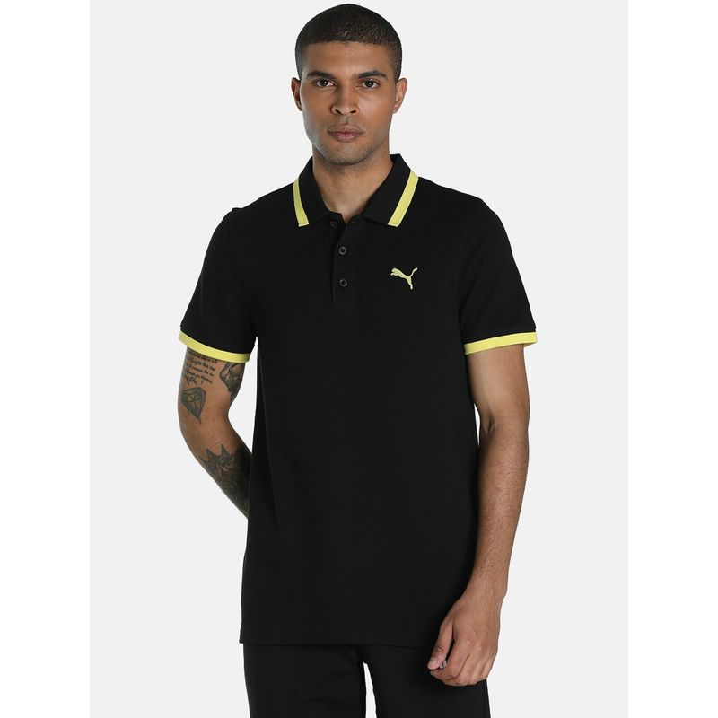 Puma Mens Ess Pique Tipping Mens Black Polo T-Shirt (S)