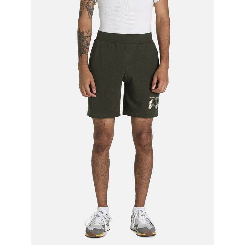 Puma Rebel CAMO Mens Green Shorts (M)