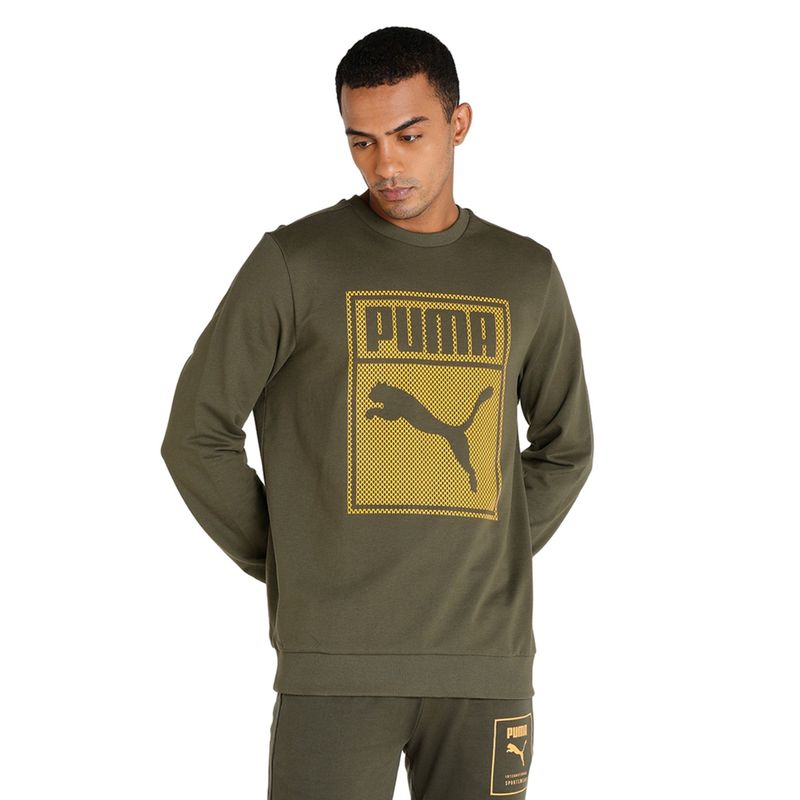 Puma Graphic Crew Sweat 5 Mens Green Sweatshirt (XS)