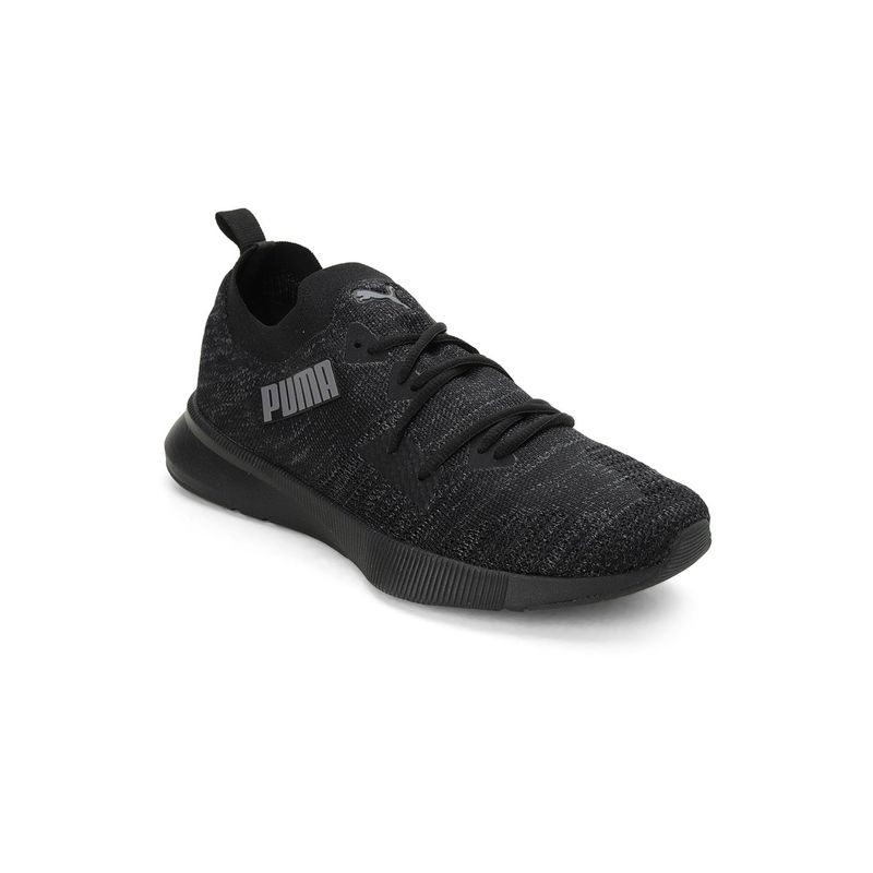 Puma Flyer Runner Engineered Knit Men Black Running Shoes (UK 7)