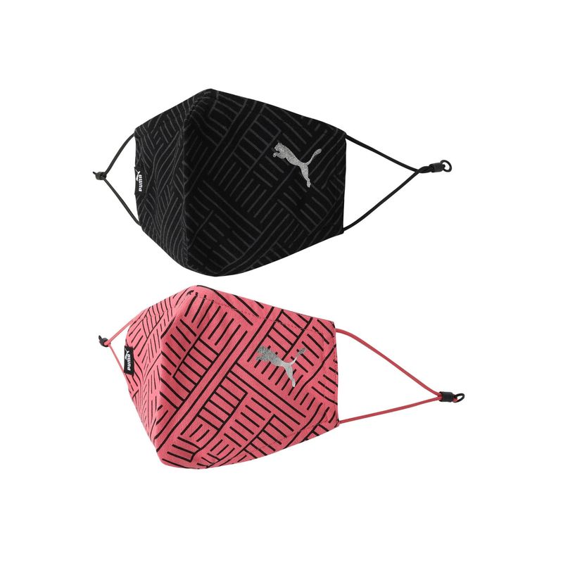 Puma Black and Pink Pack of 2 Face Mask II (M)