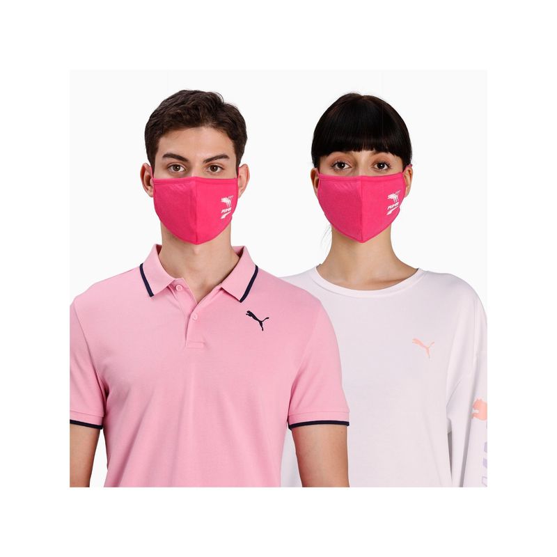 Puma Pink Pack of 2 Face Mask II (M)