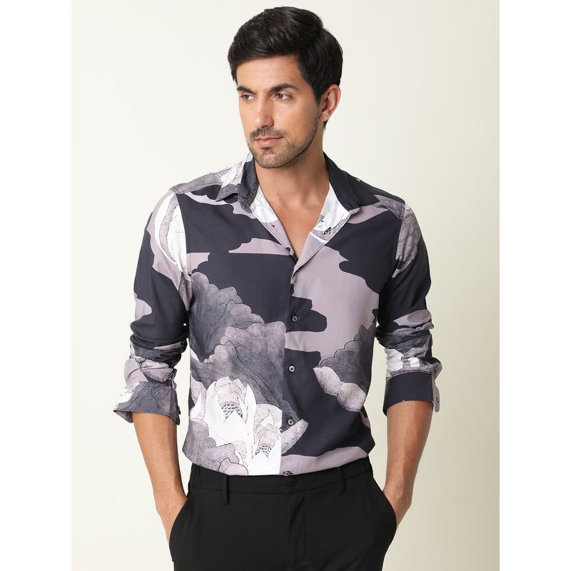 RARE RABBIT Japo Grey Casual Shirts (L)