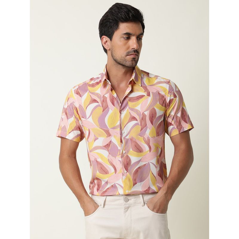 RARE RABBIT Grafe Beige Casual Shirts (M)