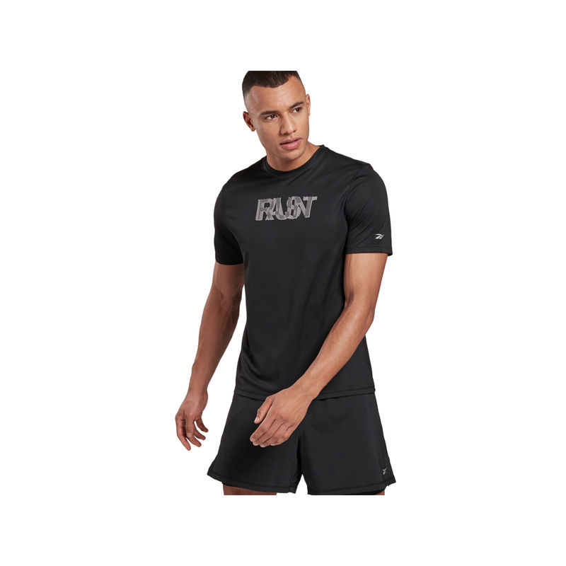 Reebok RE SS GRAPHIC TEE Black Running T-Shirt (XS)