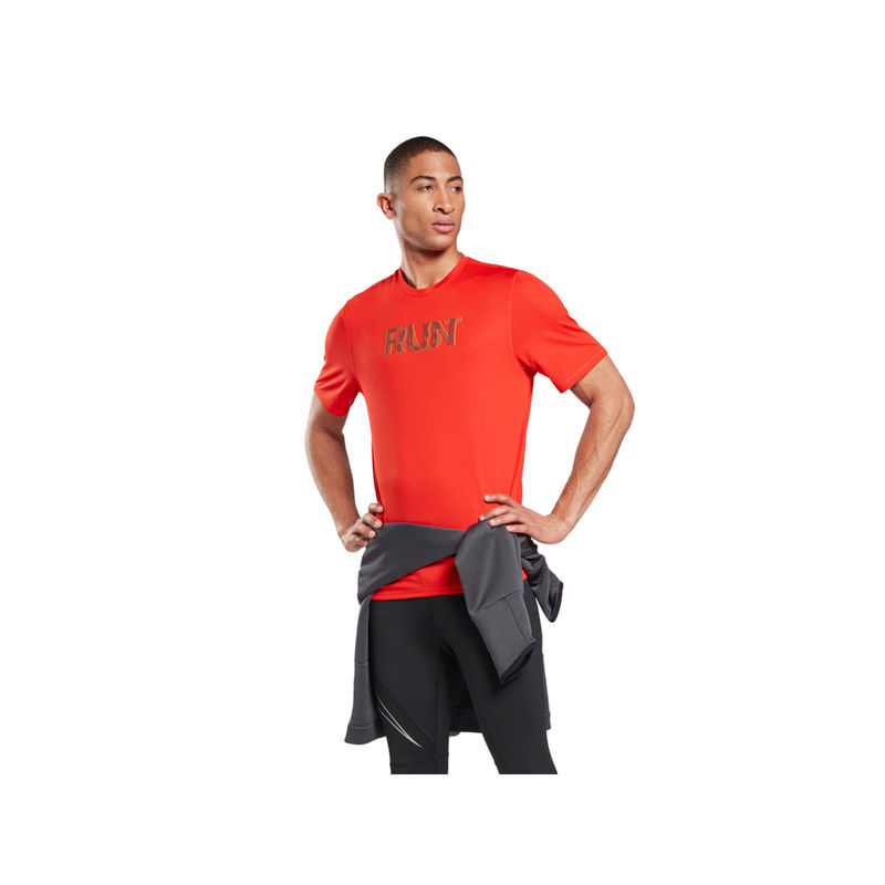Reebok RE SS GRAPHIC TEE Red Running T-Shirt (XS)