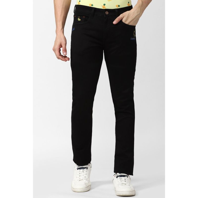 Simon Carter Mens Black Solid Slim Fit Jeans (30)