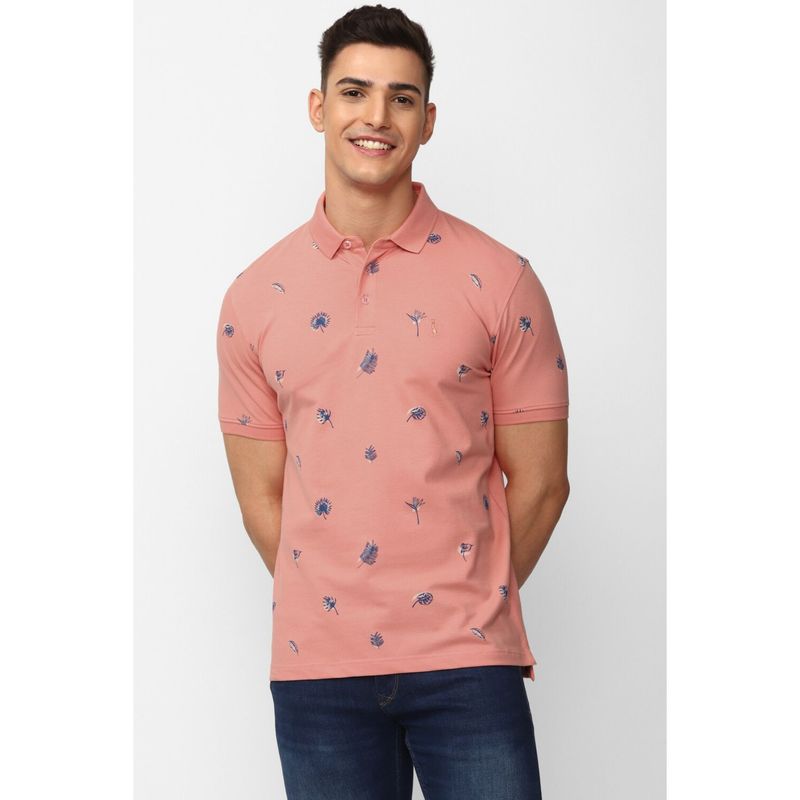 Simon Carter Men Printed Pink Polo T-Shirt (S)