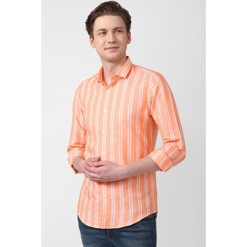 Simon Carter Men Stripes Orange Shirt (39)
