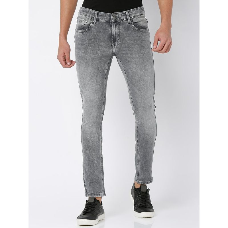 Spykar Mid Grey Cotton Super Slim Fit Tapered Length Jeans for Men (Super Skinny) (38)