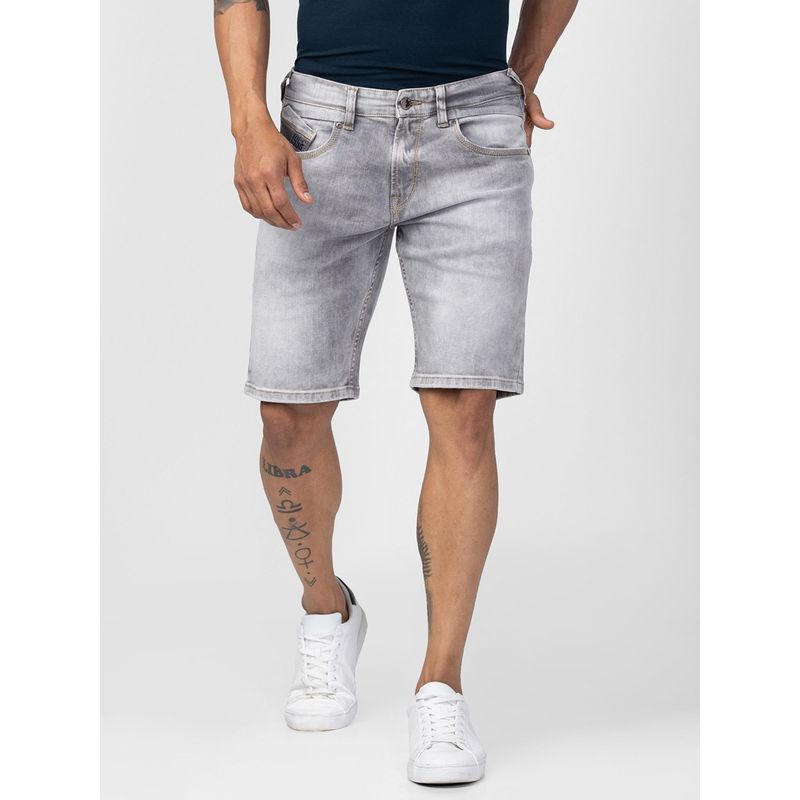 Spykar Grey Cotton Blend Shorts for Men (28)