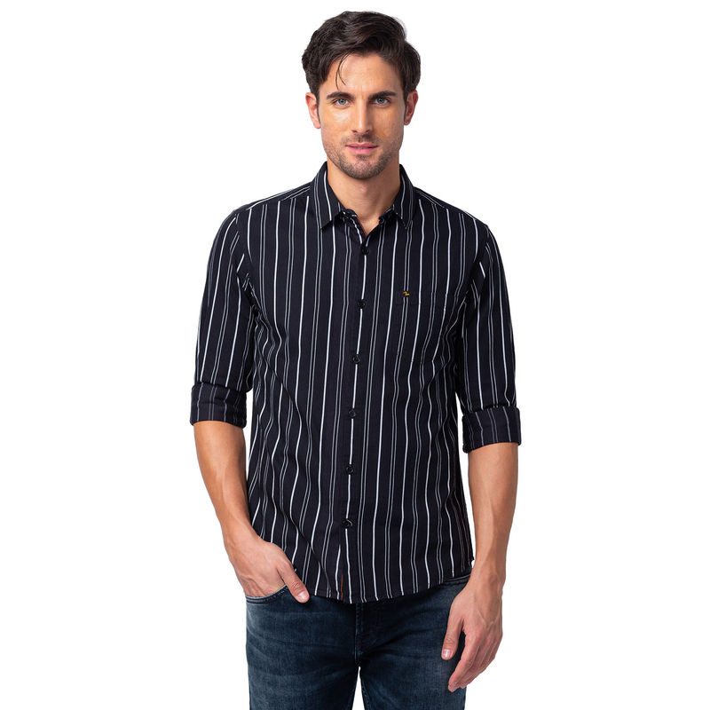 Spykar Black Full Sleeves Shirt for Men (L)