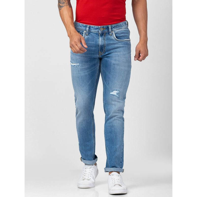 Spykar Men Light Blue Cotton Regular Fit Narrow Length Jeans (Rover) (34)