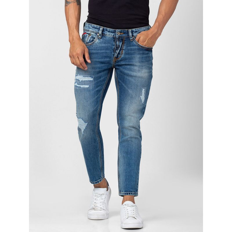 Spykar Men Vintage Blue Cotton Slim Fit Tapered Length Jeans (Kano) (36)