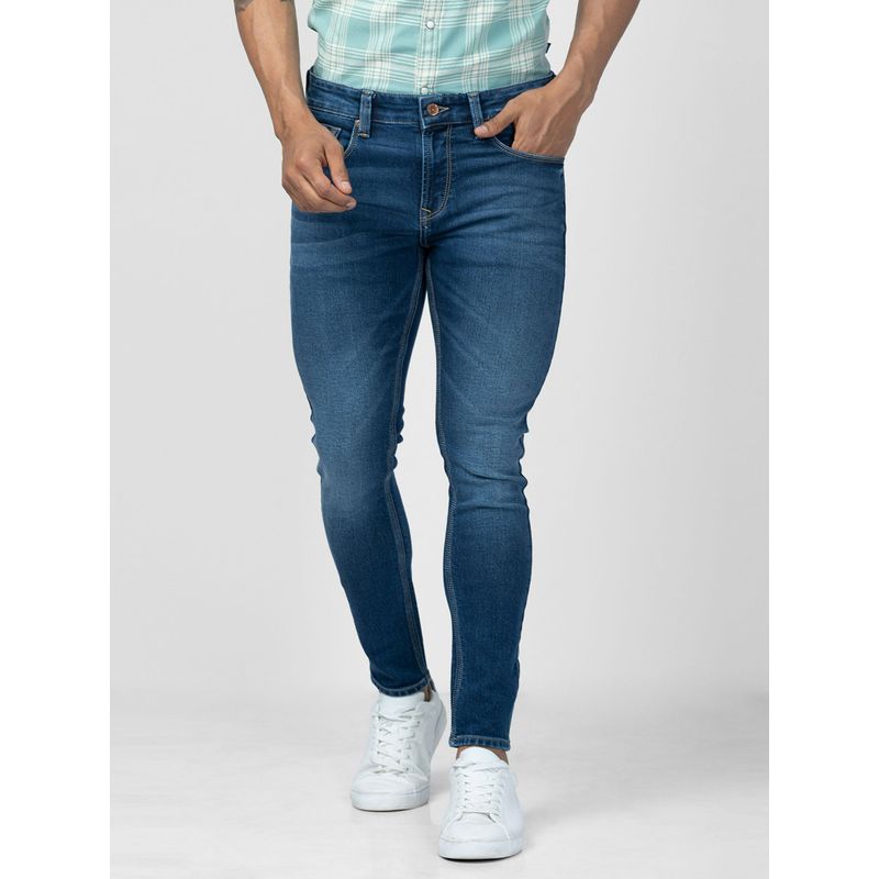 Spykar Men Dark Blue Cotton Slim Fit Tapered Length Jeans (Kano) (30)