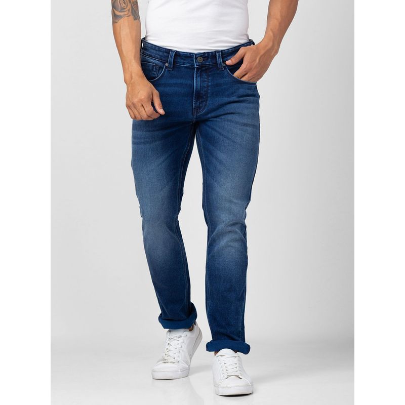 Spykar Men Mid Blue Cotton Regular Fit Narrow Length Jeans (Rover) (46)