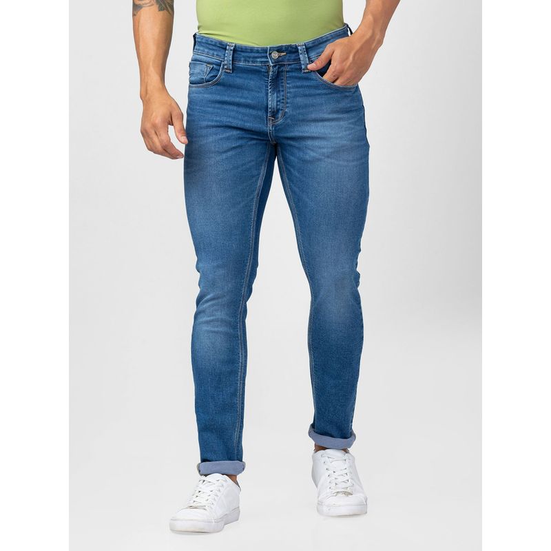Spykar Men Mid Blue Cotton Slim Fit Narrow Length Jeans (Skinny) (28)