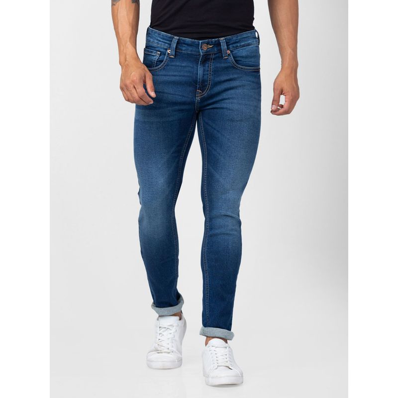 Spykar Men Dark Blue Cotton Super Slim Fit Tapered Length Jeans (Super Skinny) (36)