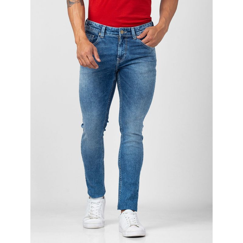 Spykar Men Mid Blue Cotton Super Slim Fit Tapered Length Jeans (Super Skinny) (32)