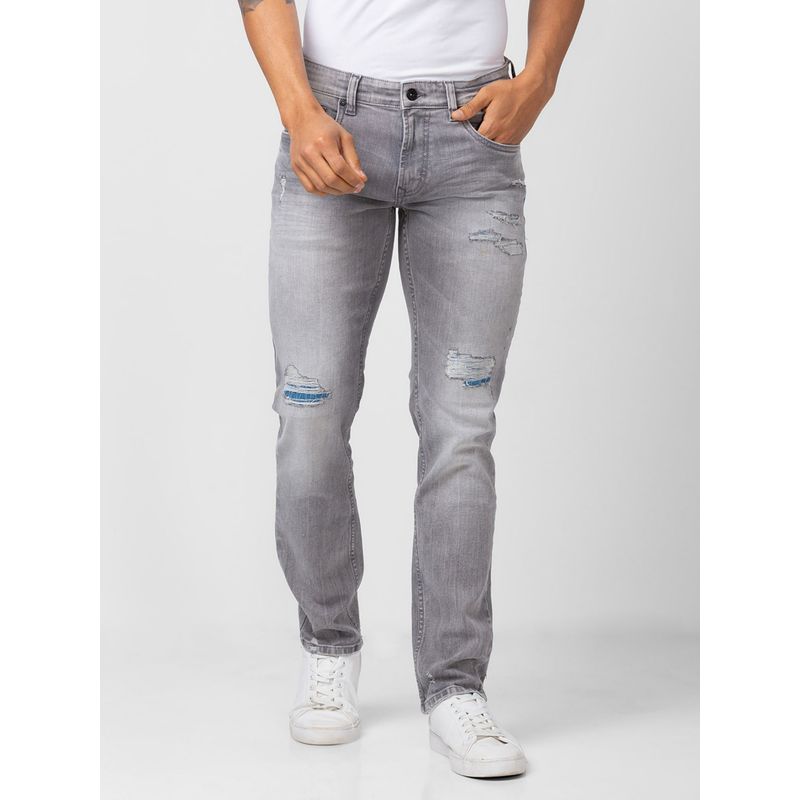 Spykar Men Grey Cotton Regular Fit Narrow Length Jeans (Rover) (30)