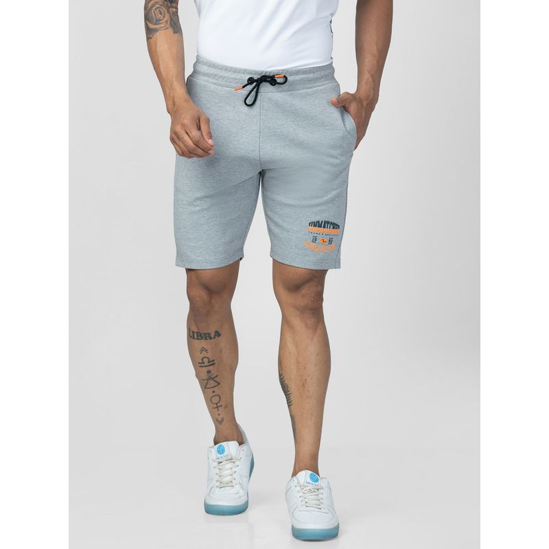 Spykar Men Ecru Melange Cotton Regular Fit Shorts (L)