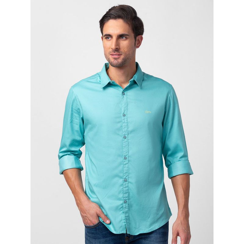 Spykar Blue Full Sleeves Cotton Blend Shirt For Men (3XL)