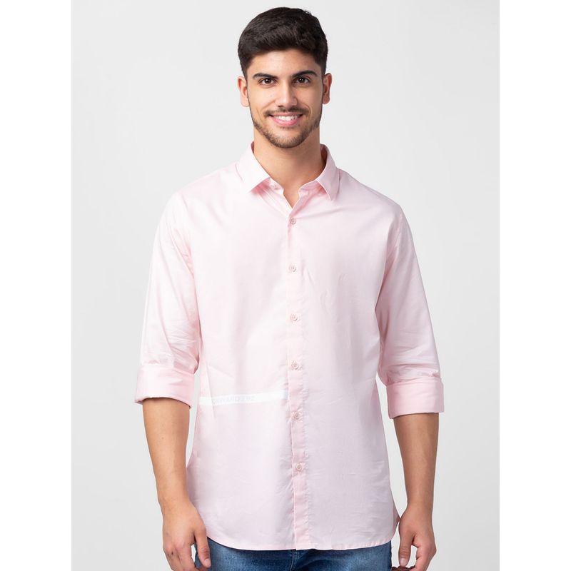 Spykar Pink Full Sleeves Shirt For Men (XL)
