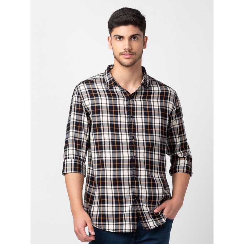 Spykar Orange Full Sleeves Y/D Cotton Bamboo Shirt For Men (3XL)