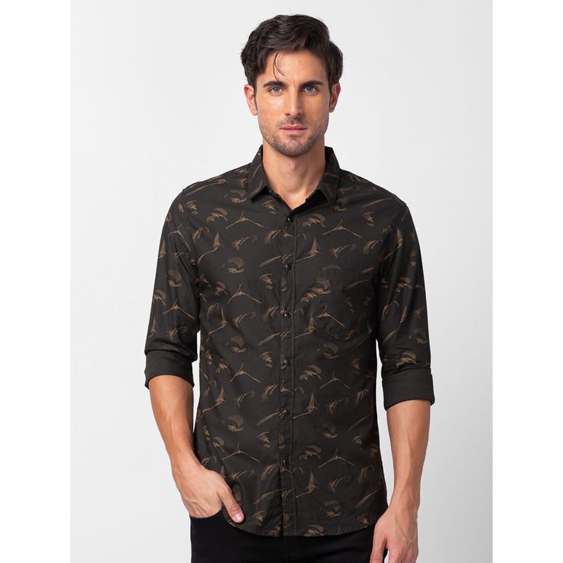 Spykar Green Full Sleeves Shirt For Men (L)