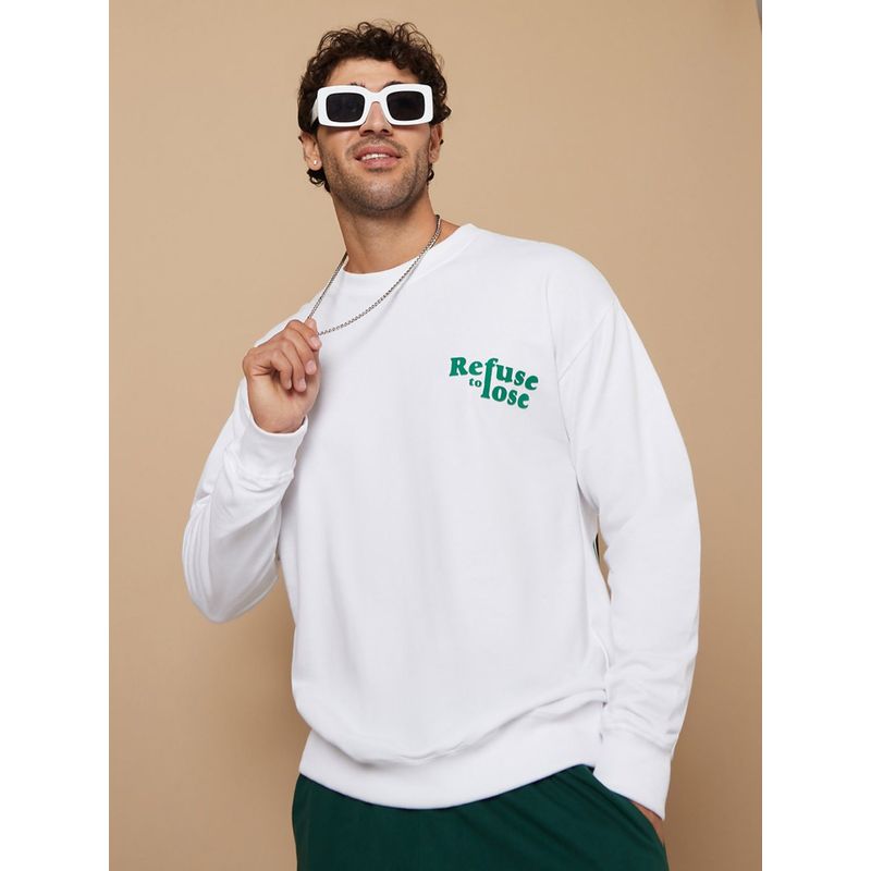 Styli White Football Themed Front and Back Graphic Regular Sweatshirt (S)
