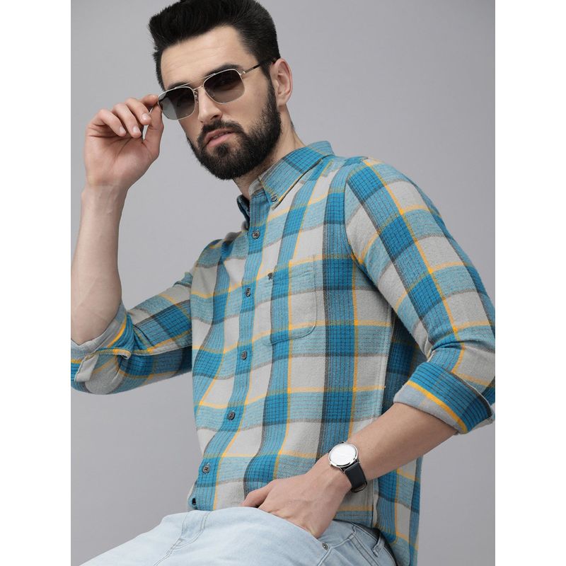 The Bear House Men Multi Colour Checked Heavy Flannel Shirt Casual Shirt (L)