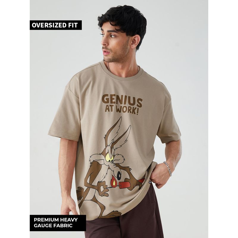 The Souled Store Official Looney Tunes- Magic Mushroom Oversized T-Shirts In Brown (M)