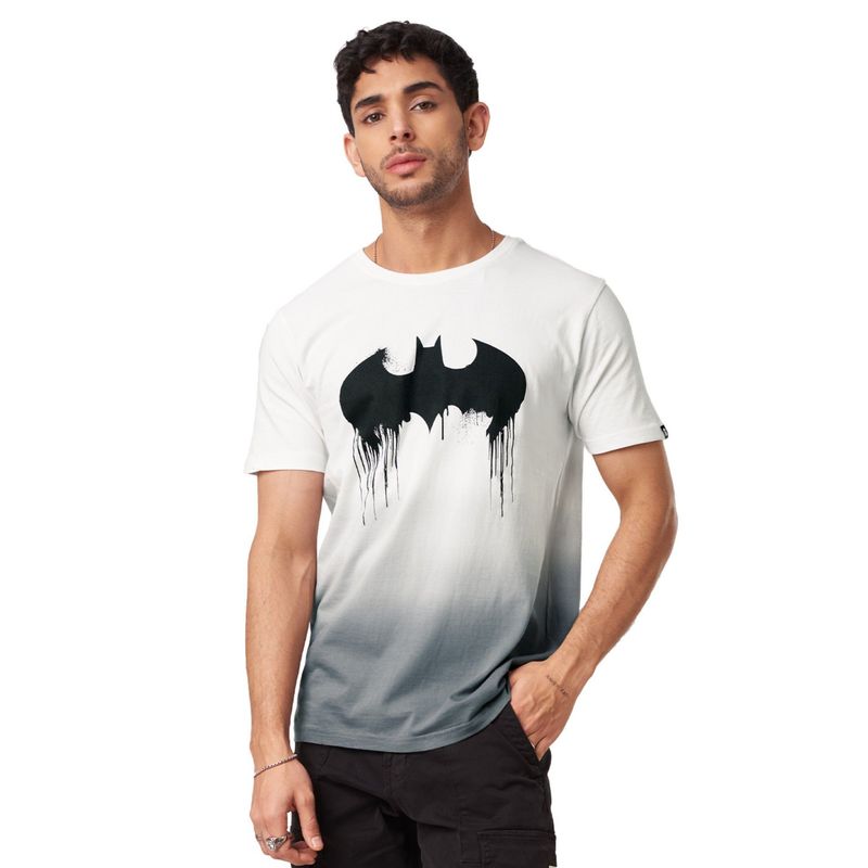 The Souled Store Batman Logo (Drip) White Color Printed T-Shirts (3XL)