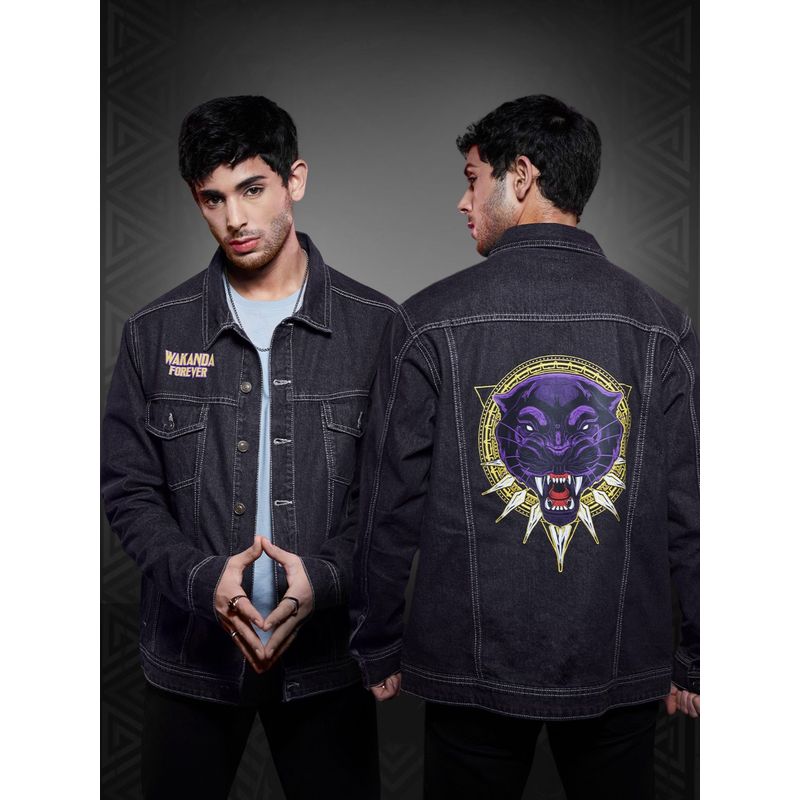 The Souled Store Black Panther: Wakanda Forever Printed Denim Denim Jackets (XS)
