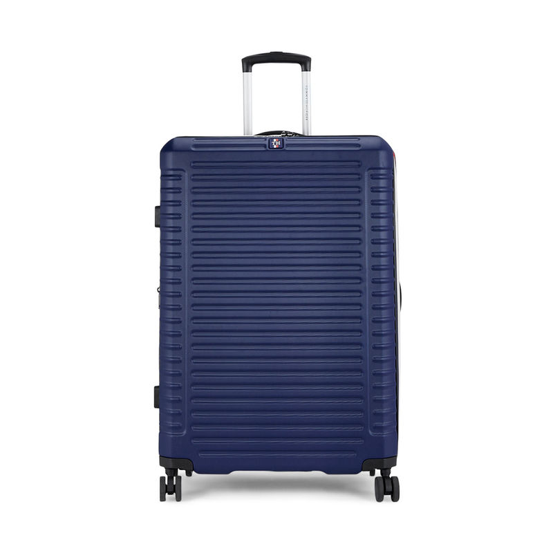 Tommy Hilfiger Hummer Plus Hard Luggage Trolley Bag Textured Cargo Navy (L)