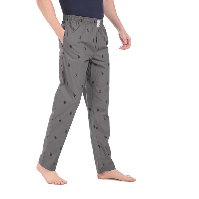 U.S. POLO ASSN. Men Grey I506 Comfort Fit Print Cotton Lounge Pants Grey (S)